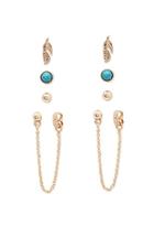 Forever21 Feather Earring And Ring Set (gold/turquoise)