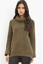 Forever21 Women's  Waffle Knit Turtleneck Sweater (olive)