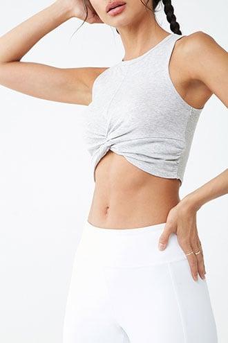Forever21 Active Heathered Twist-hem Crop Top