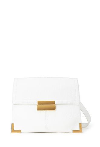 Forever21 Structured Faux Leather Crossbody White One Size