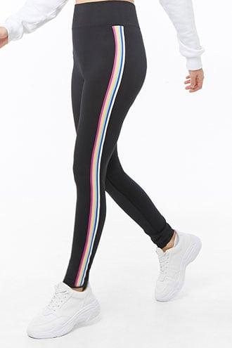 Forever21 Multicolor Striped-trim Leggings