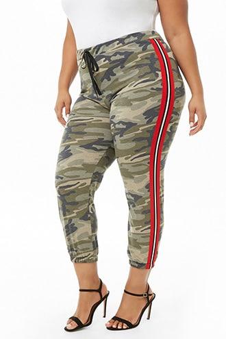 Forever21 Plus Size Side-striped Camo Joggers