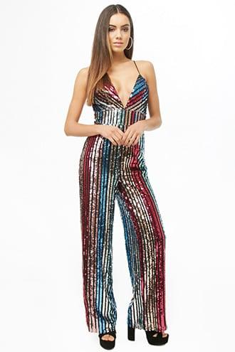 Forever21 Multicolor Striped Sequin Jumpsuit