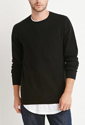21 Men Thermal Knit Sweater (black)