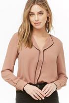 Forever21 Chiffon Piped-trim Top