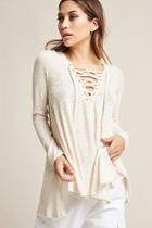 Forever21 Hooded Knit Lace-up Top