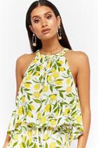 Forever21 Amale Lemon Print Halter Top