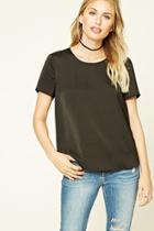 Forever21 Women's  Black Contemporary Tulip-back Tee