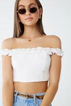Forever21 Off-the-shoulder Ruffle-trim Crop Top