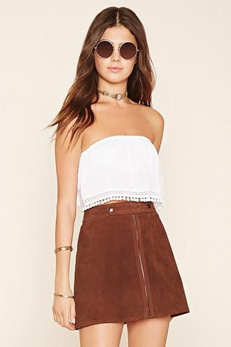 Forever21 Women's  Zippered Leather Mini Skirt