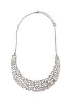 Forever21 Rhinestoned Bib Statement Necklace (silver/clear)