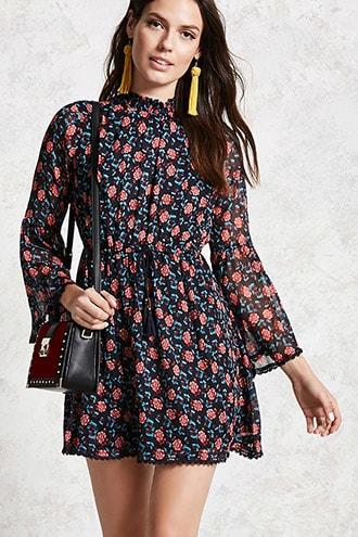 Forever21 Floral Lace-trim Dress