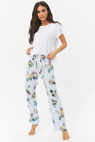 Forever21 Tropical Pinstriped Pajama Pants