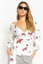 Forever21 Embroidered Rose Surplice Top