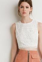 Forever21 Mesh-paneled Lace Crop Top