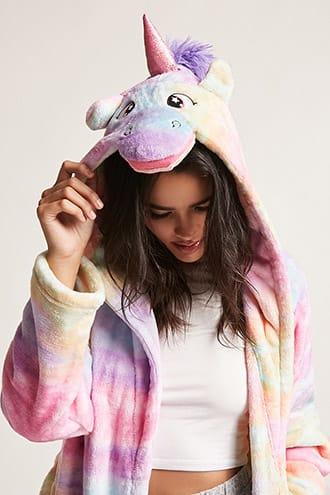 Forever21 Fleece Unicorn Rainbow Robe