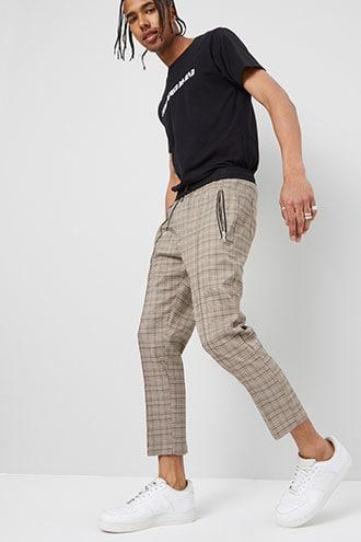 Forever21 Glen Plaid Drawstring Trousers