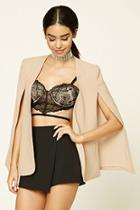 Forever21 Women's  Taupe Open-front Cape Blazer