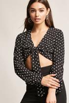 Forever21 Polka Dot Tie-front Top