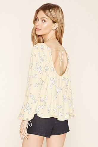 Love21 Women's  Contemporary Feather Print Top