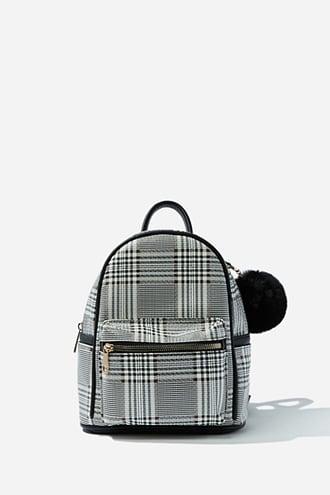 Forever21 Glen Plaid Pom Pom Backpack