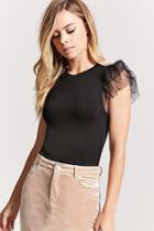 Forever21 Tulle Cap-sleeve Top