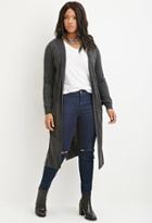 Forever21 Plus Women's  Hooded Longline Cardigan (charcoal)