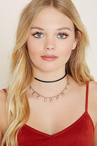 Forever21 Rhinestone Medallion Choker Set