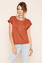 Love21 Women's  Rust Contemporary Faux Suede Top