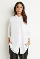 Forever21 Women's  Boxy Longline Shirt (white)