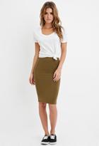 Forever21 Women's  Olive Heathered Pencil Skirt