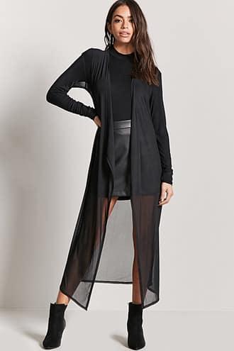 Forever21 Longline Sheer Mesh Cardigan
