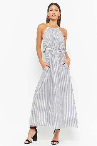 Forever21 Pinstriped Halter Dress