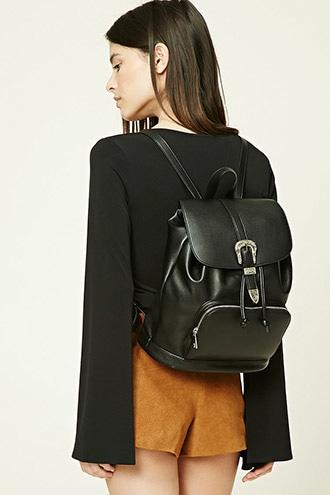 Forever21 Faux Leather Buckle Backpack