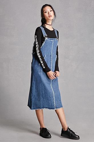 Forever21 Denim Palazzo Overalls