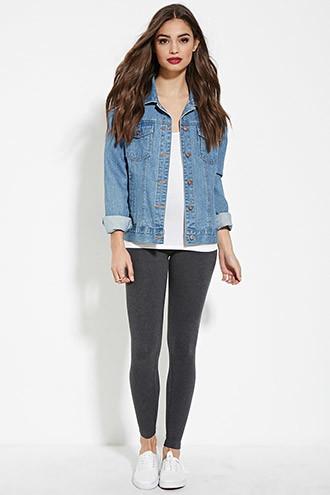 Forever21 Women's  Charcoal Heather Organic Cotton-blend Leggings