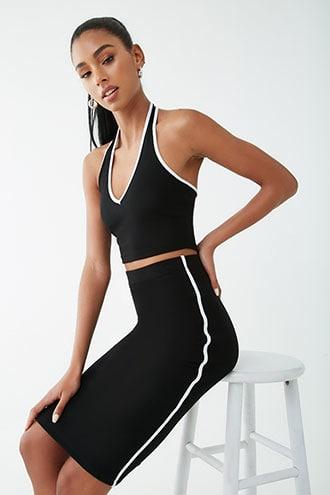 Forever21 Ribbed Halter Top & Midi Skirt Set