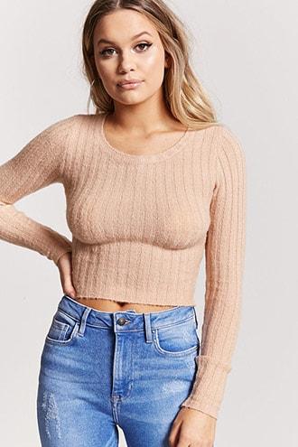 Forever21 Stretch Knit Cropped Sweater