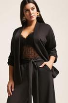 Forever21 Plus Size Open-front Ruched-sleeve Blazer