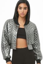 Forever21 Quilted Metallic Bomber Jacket