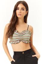 Forever21 Striped Ruffle Crop Cami