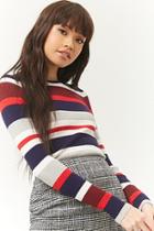 Forever21 Ribbed Multicolor Striped Sweater