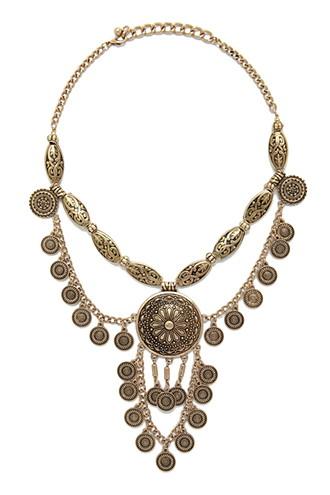 Forever21 Antique Gold Sunburst Statement Necklace