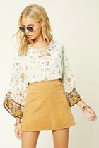 Forever21 Women's  Floral Lace-up Top
