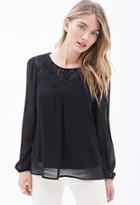 Forever21 Lace-paneled Georgette Blouse