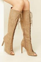 Forever21 Women's  Taupe Faux Suede Knee-high Stilettos