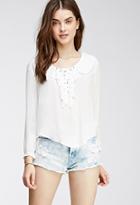 Forever21 Ruffled Lace-up Blouse