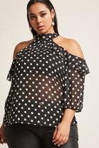 Forever21 Plus Size Polka Dot Open-shoulder Top