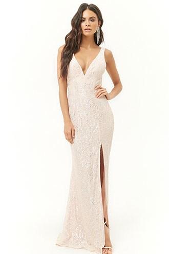 Forever21 Sheer Lace Metallic Mermaid Dress