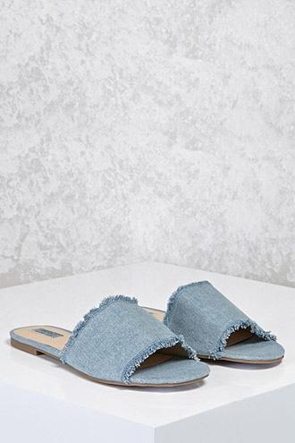Forever21 Denim Slide Sandals (wide)